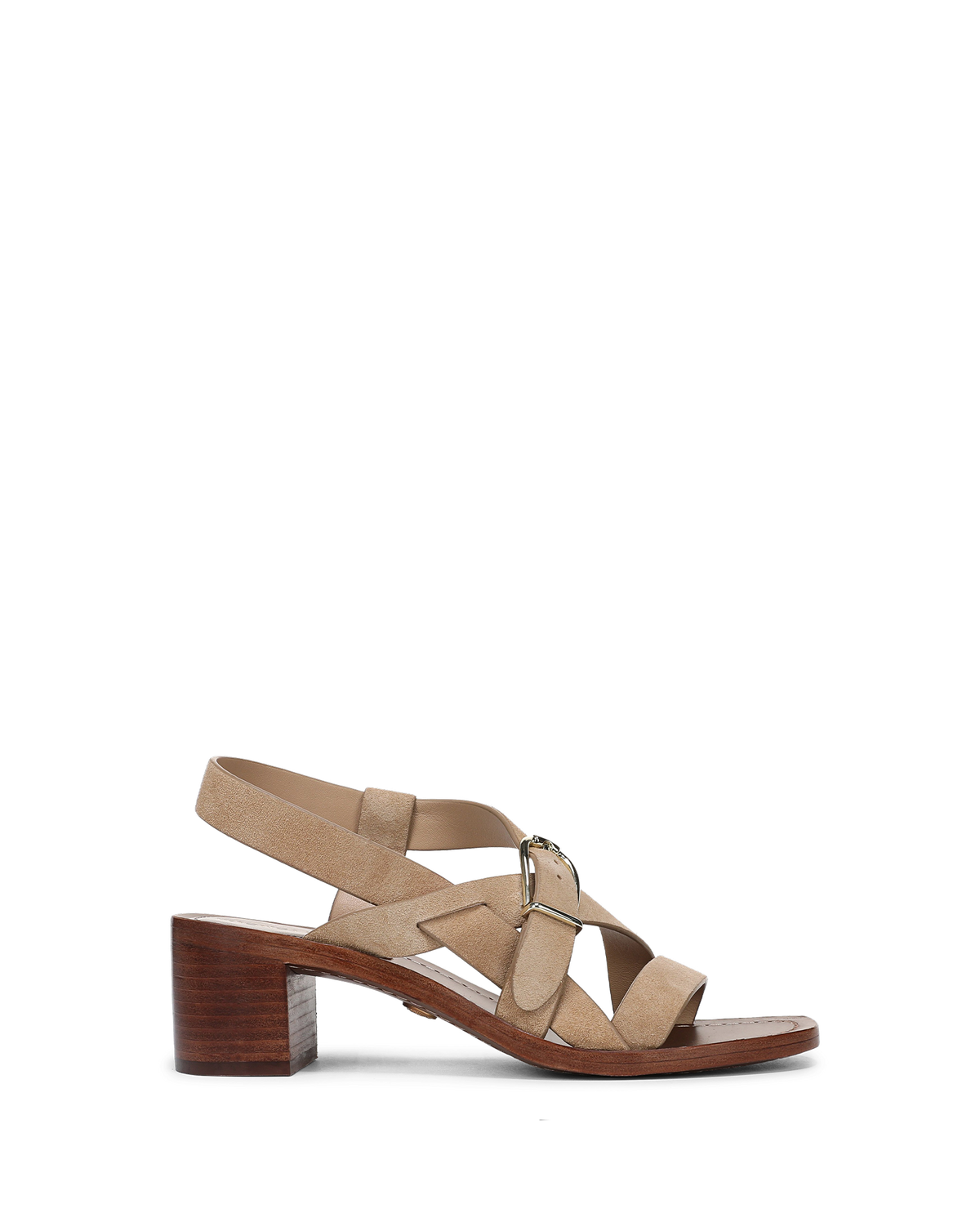 Veronica Beard | Etta Suede Mid-Heel Sandal in Sand Sand
