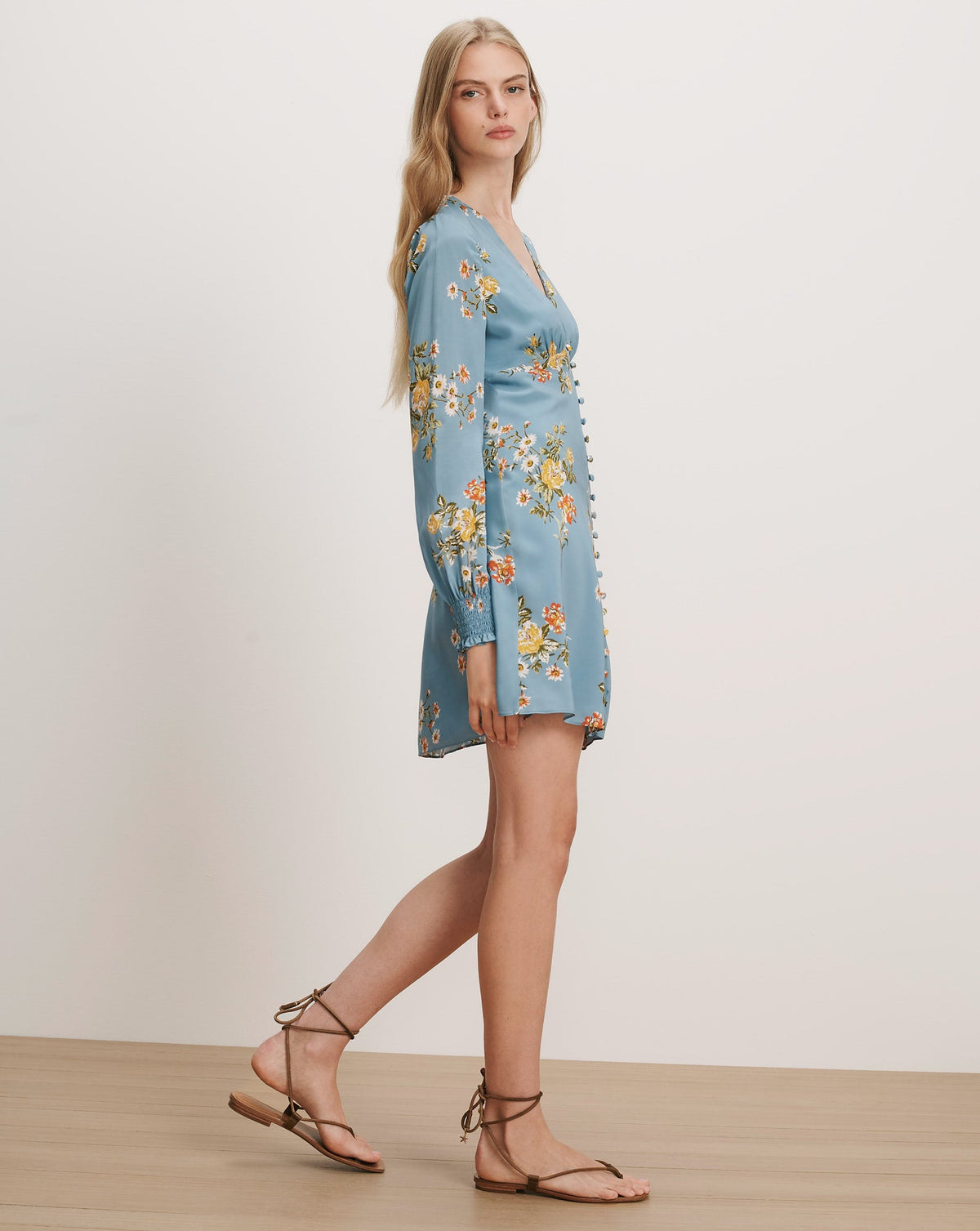 Veronica Beard | Gabria Floral Mini Dress in Blue River Multi Blue River Multi