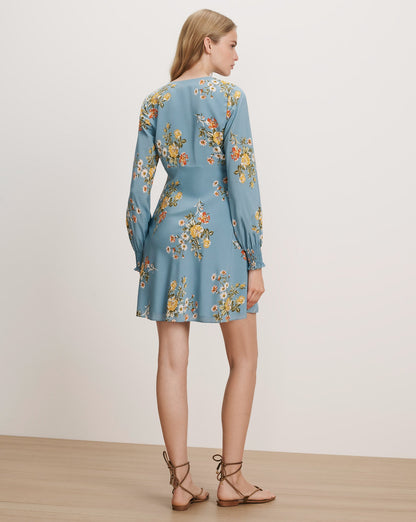 Veronica Beard | Gabria Floral Mini Dress in Blue River Multi Blue River Multi