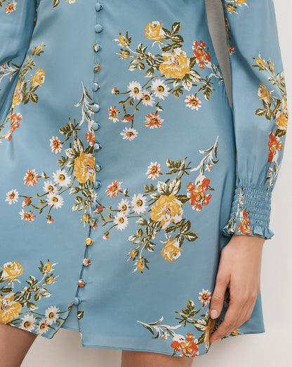 Veronica Beard | Gabria Floral Mini Dress in Blue River Multi Blue River Multi