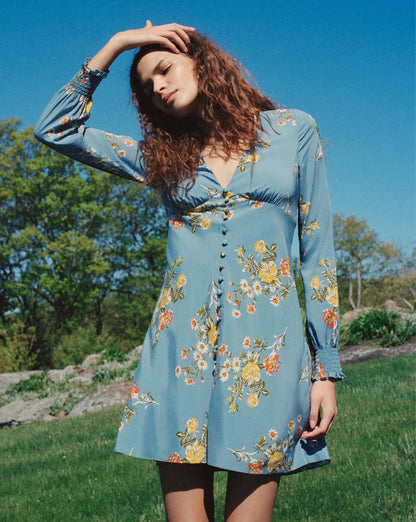 Veronica Beard | Gabria Floral Mini Dress in Blue River Multi Blue River Multi