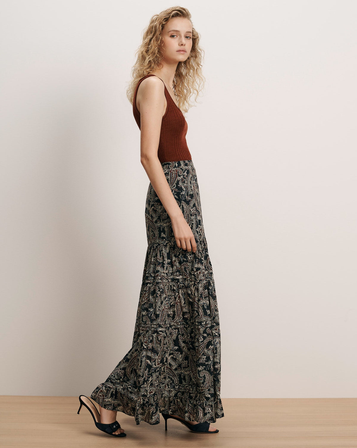Veronica Beard | Heatheralyn Paisley Maxi Skirt in Navy Multi Navy Multi
