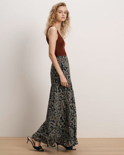 Veronica Beard | Heatheralyn Paisley Maxi Skirt in Navy Multi Navy Multi