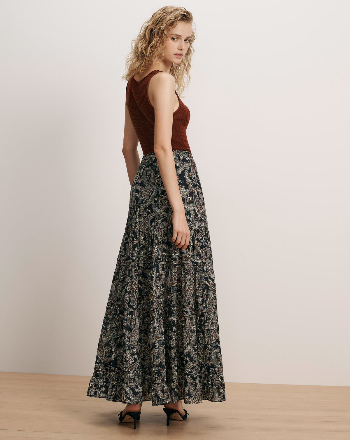 Veronica Beard | Heatheralyn Paisley Maxi Skirt in Navy Multi Navy Multi