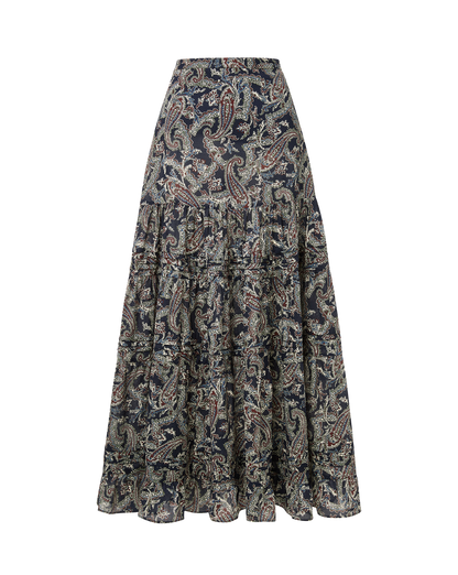 Veronica Beard | Heatheralyn Paisley Maxi Skirt in Navy Multi Navy Multi