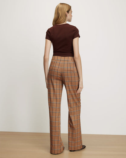 Veronica Beard | Tonelli Plaid Wide-Leg Pant in Tan Ochre Multi Ochre Multi