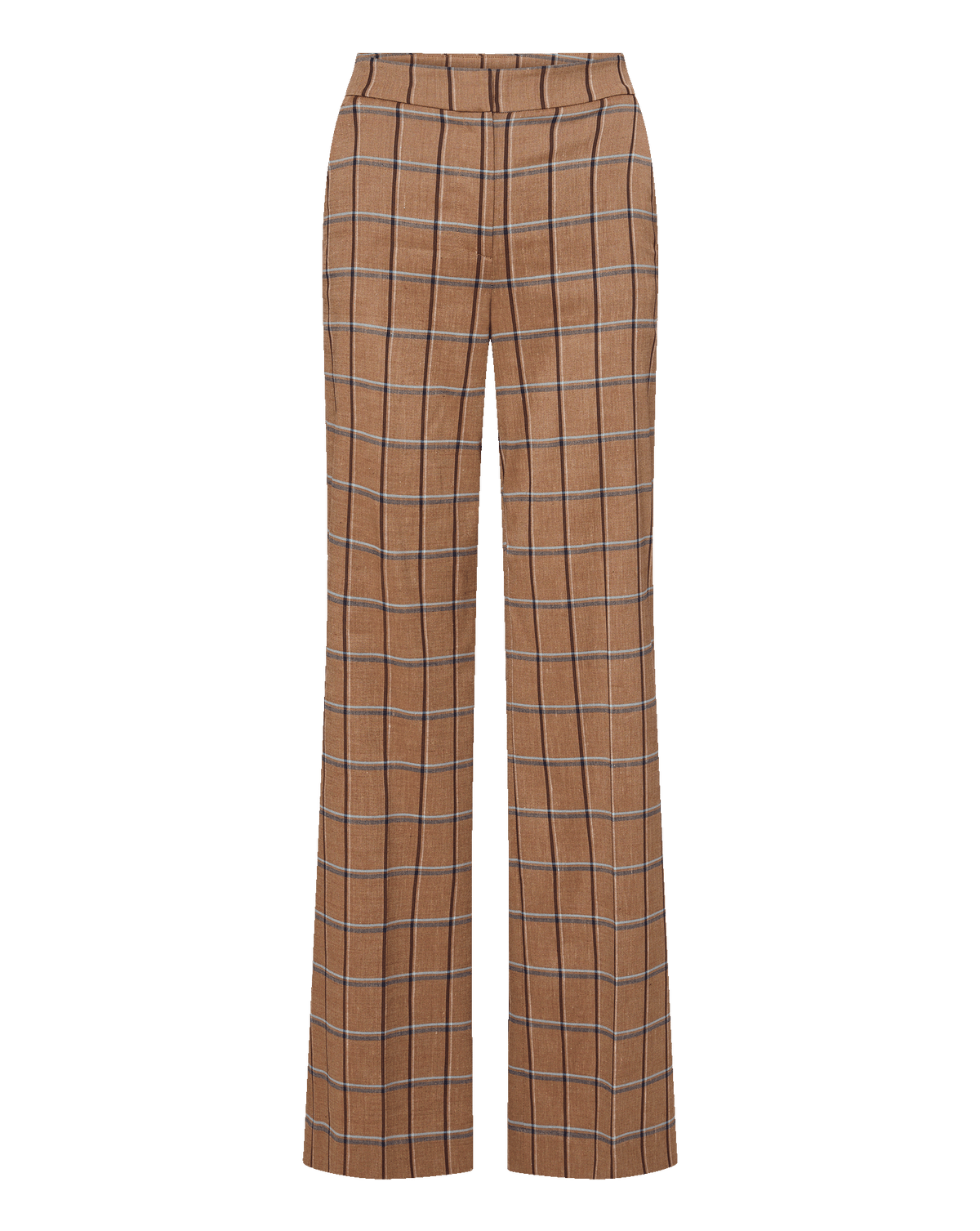 Veronica Beard | Tonelli Plaid Wide-Leg Pant in Tan Ochre Multi Ochre Multi