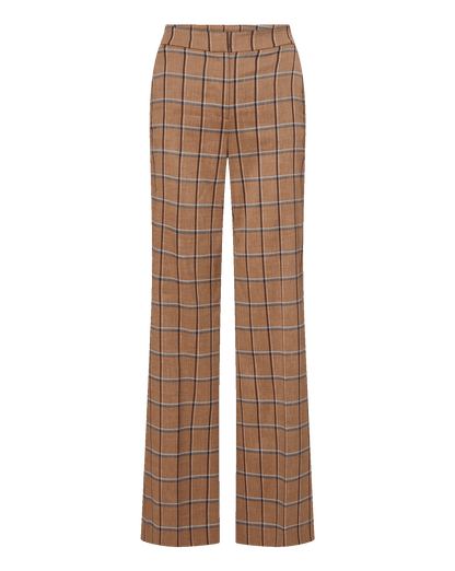 Veronica Beard | Tonelli Plaid Wide-Leg Pant in Tan Ochre Multi Ochre Multi