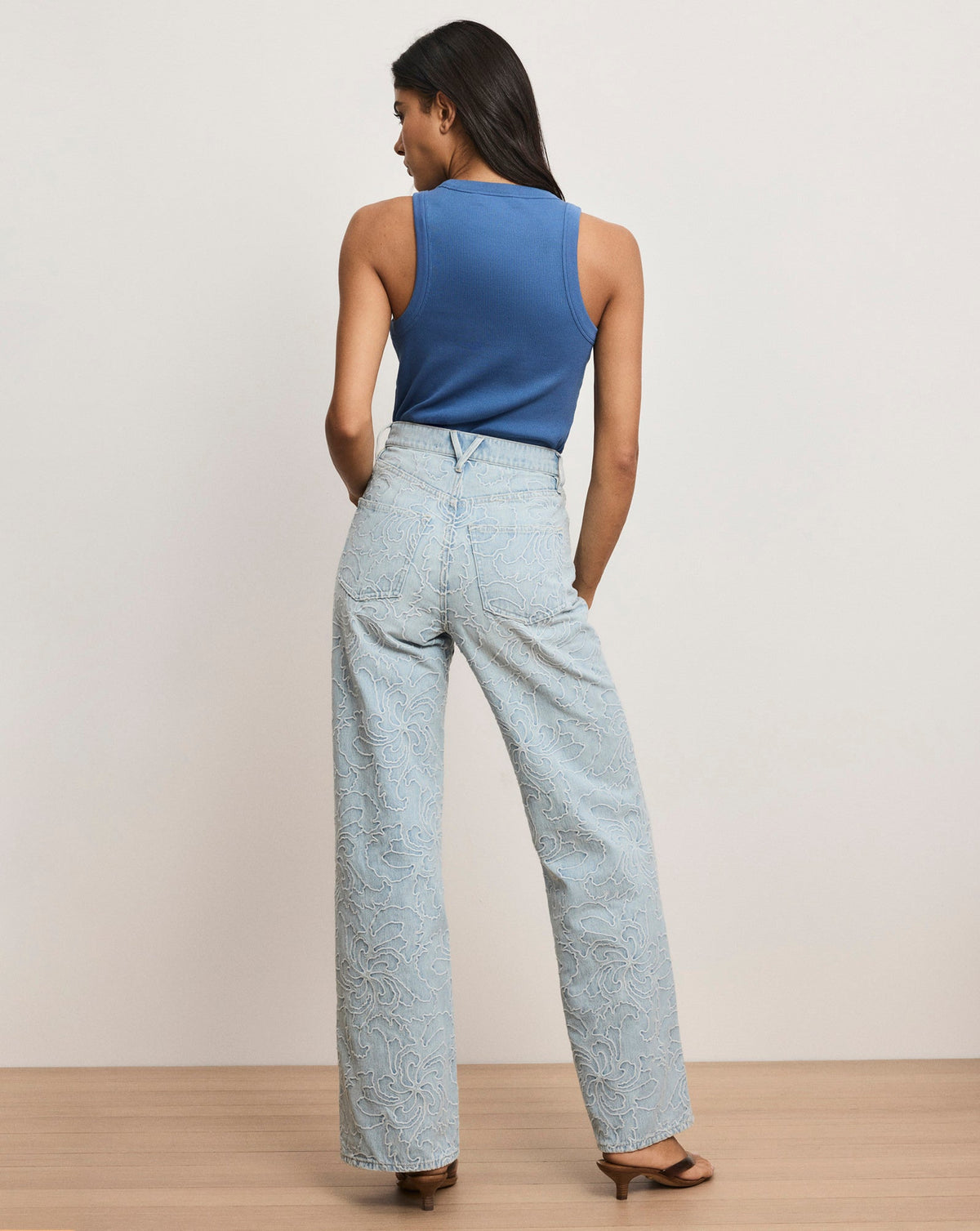 Veronica Beard | Jordyn Racer Front Cropped Tank Top in Blue Coast Blue Coast