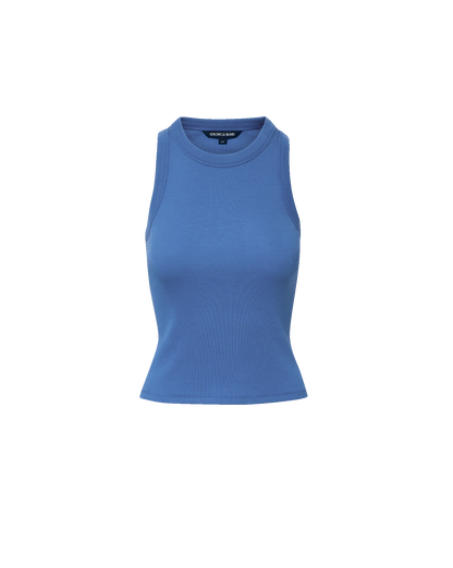 Veronica Beard | Jordyn Racer Front Cropped Tank Top in Blue Coast Blue Coast
