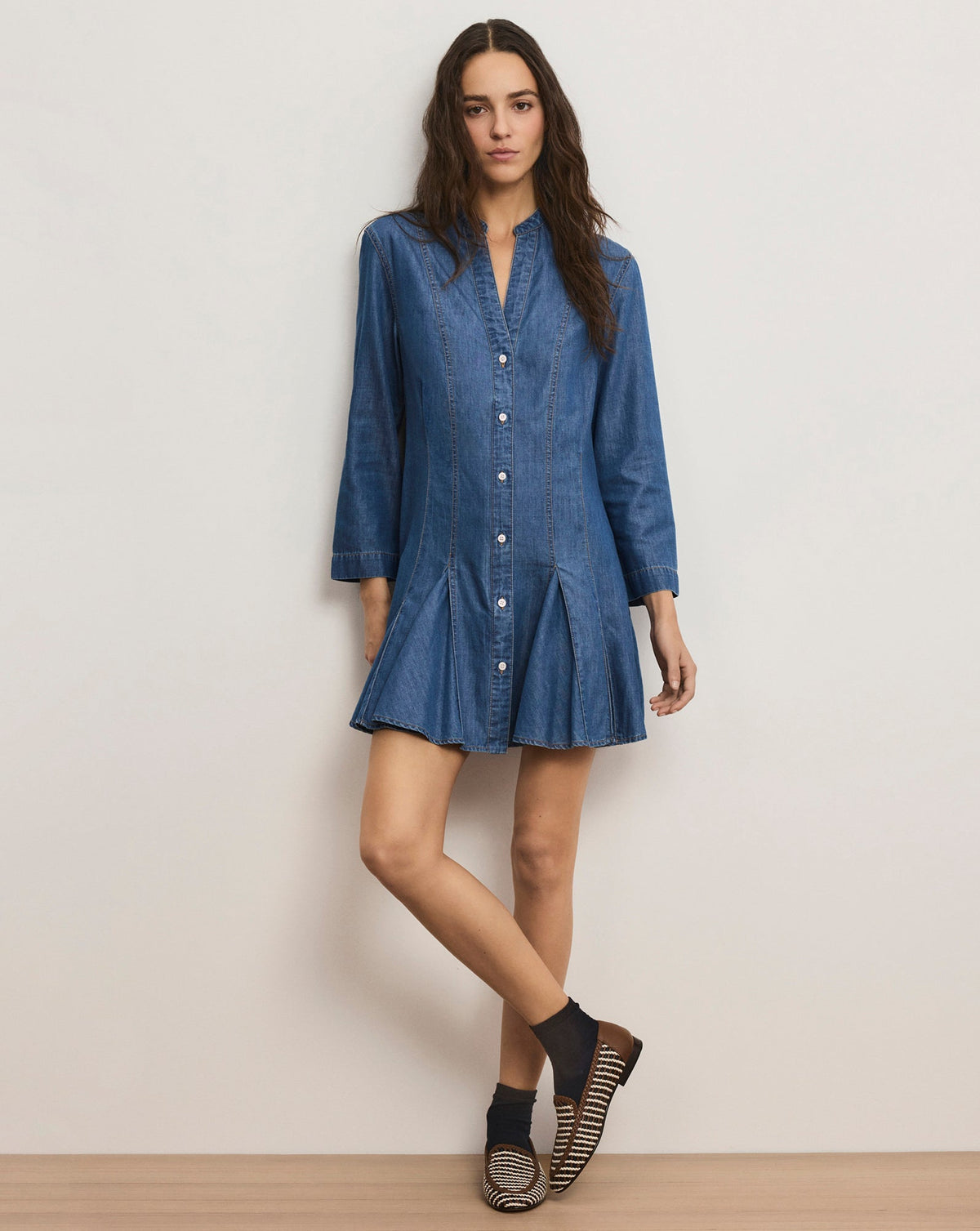 Veronica Beard | Korinda Mini Shirtdress in Blue Pool Party