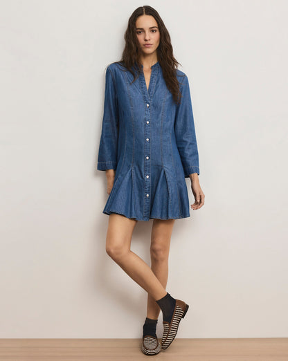 Veronica Beard | Korinda Mini Shirtdress in Blue Pool Party