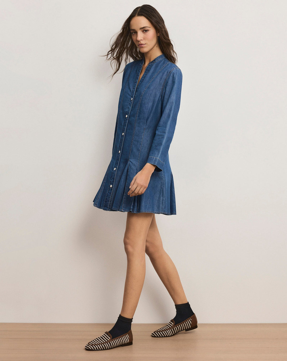 Veronica Beard | Korinda Mini Shirtdress in Blue Pool Party