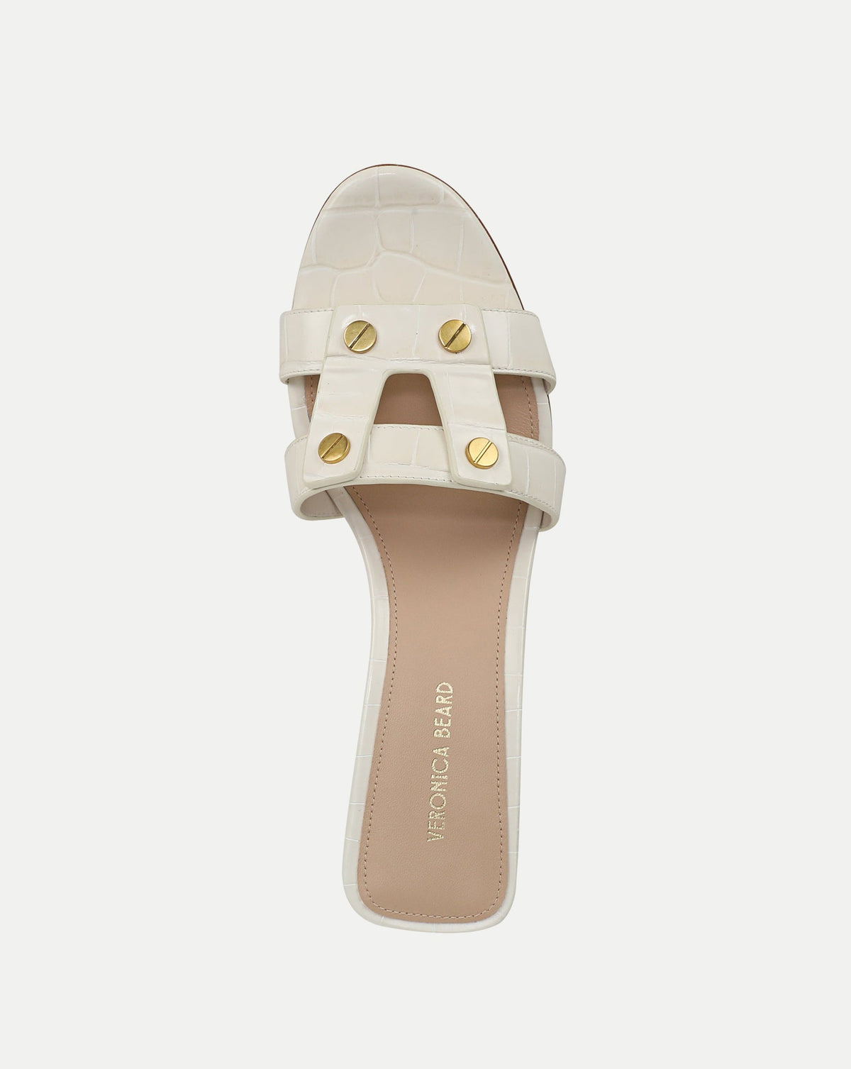 Veronica Beard | Via Croc-Embossed Heeled Sandal in Ecru Ecru