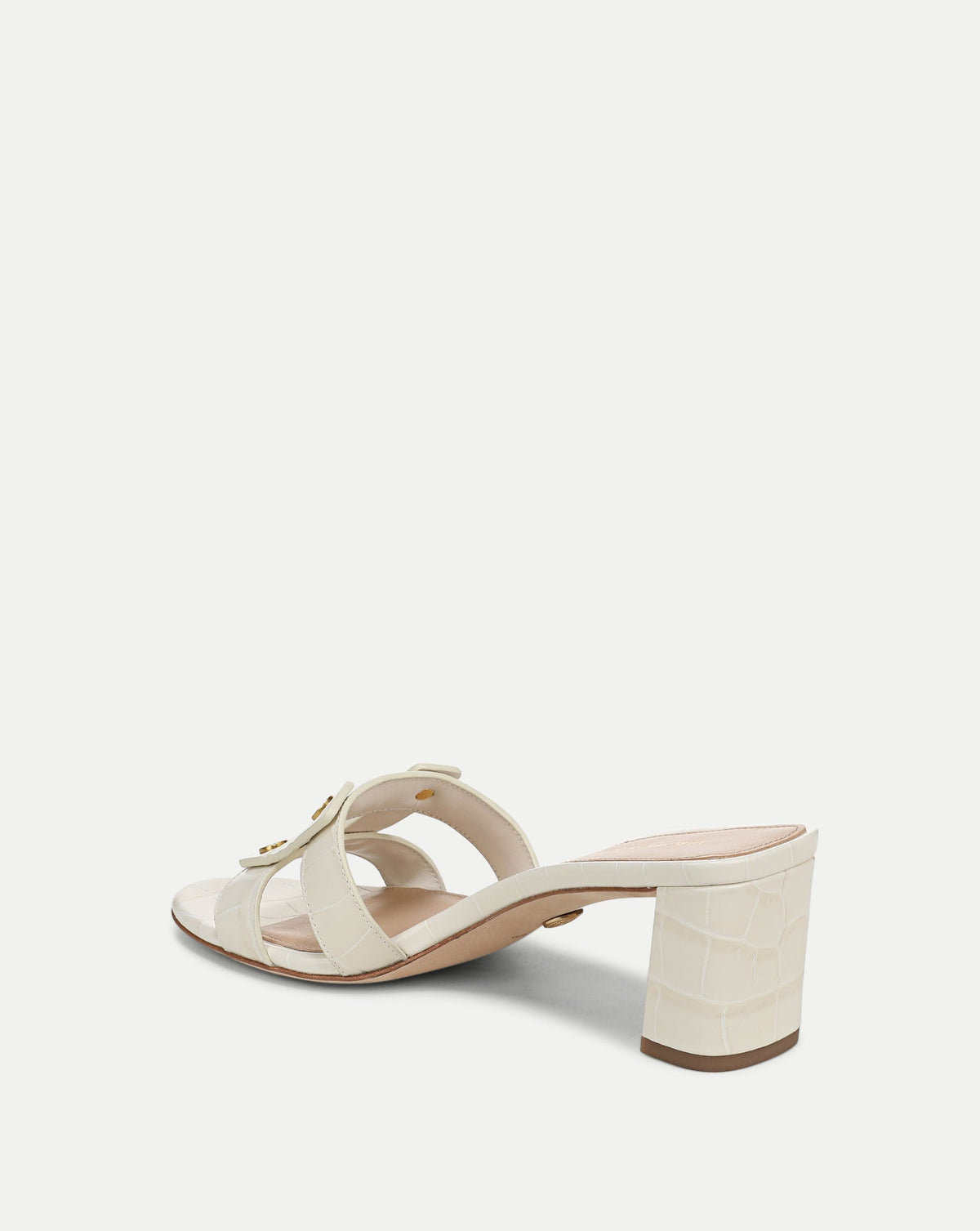Veronica Beard | Via Croc-Embossed Heeled Sandal in Ecru Ecru