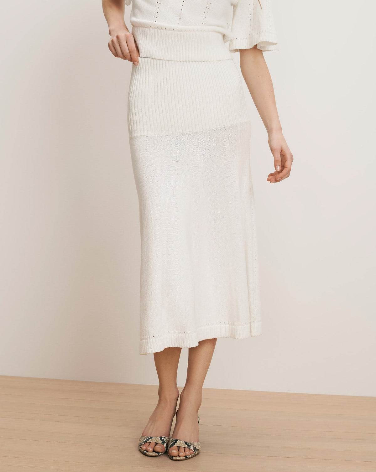 Veronica Beard | Cazian Knit Midi Skirt in Off-White Off-White