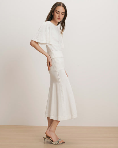 Veronica Beard | Cazian Knit Midi Skirt in Off-White Off-White