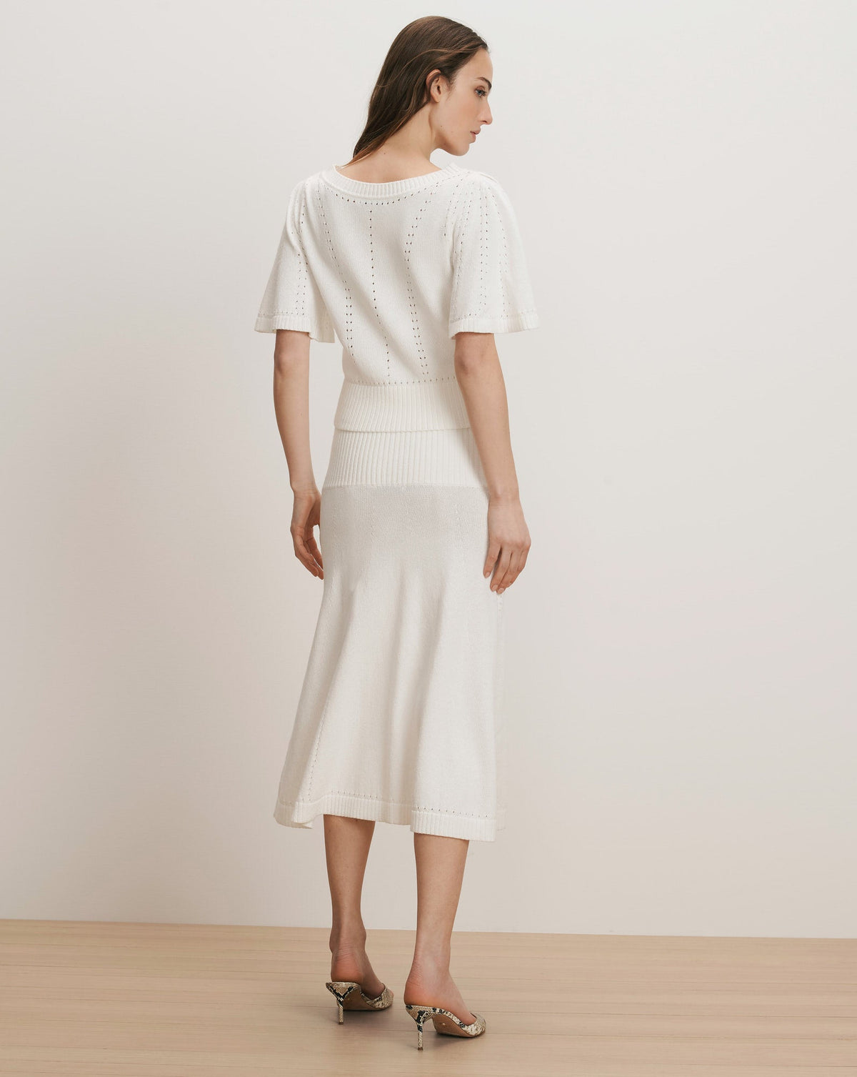 Veronica Beard | Cazian Knit Midi Skirt in Off-White Off-White