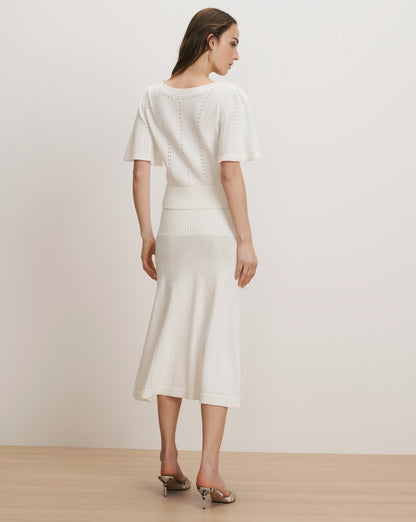Veronica Beard | Cazian Knit Midi Skirt in Off-White Off-White