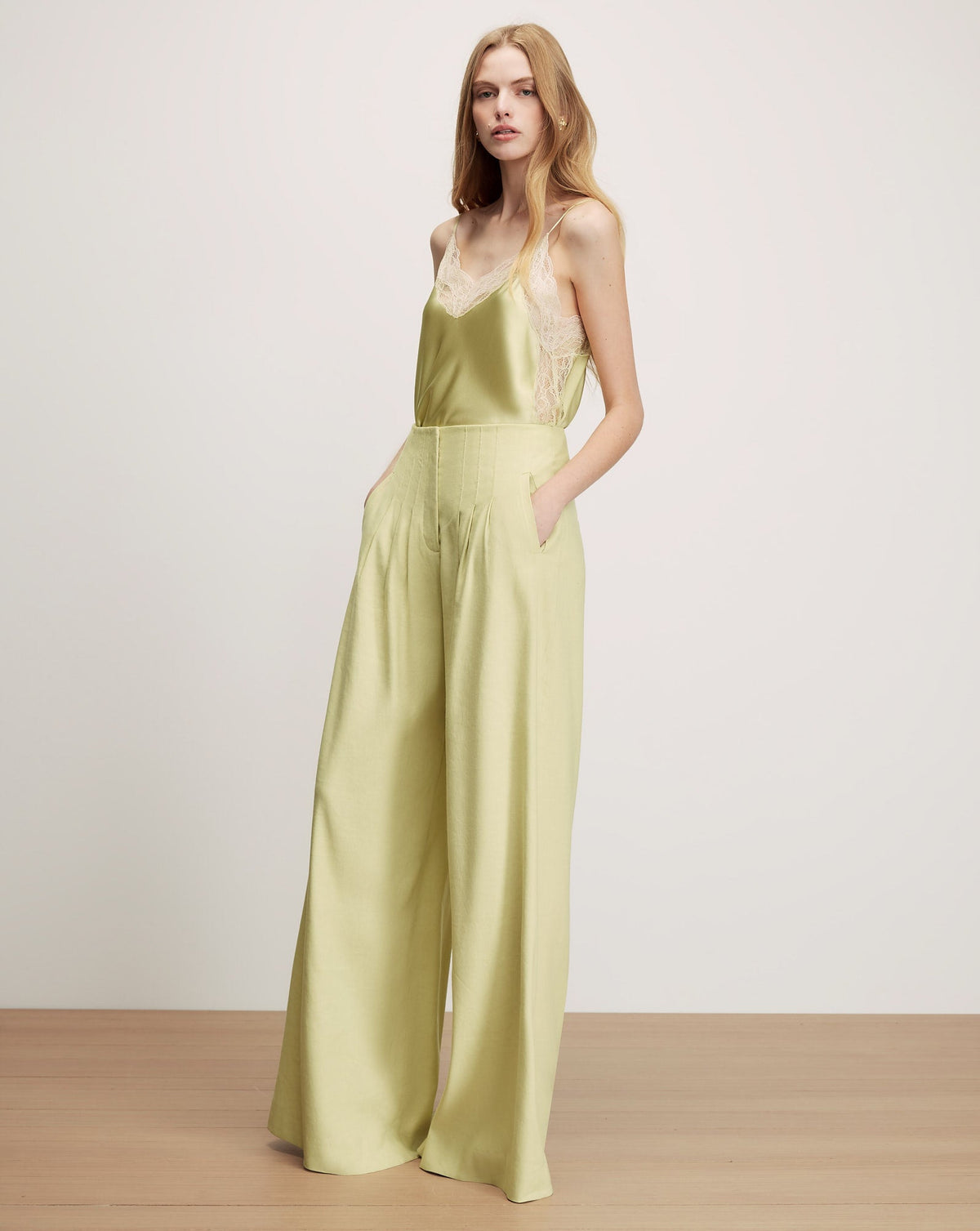 Veronica Beard | Johanan Stretch-Silk Camisole in Pistachio Pistachio