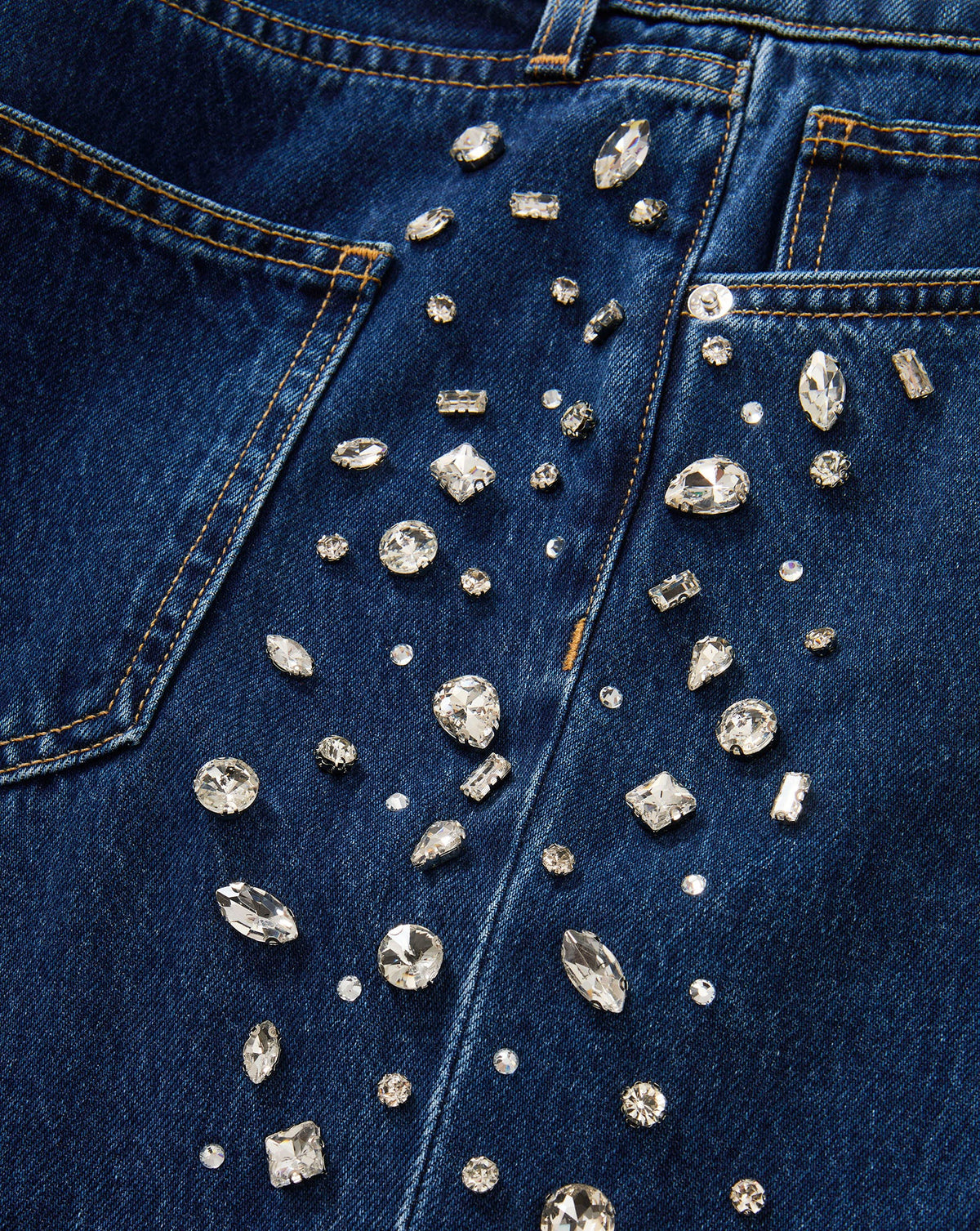 Veronica Beard | Kasey Embellished Wide-Leg Jean in Stoned Bright Blue Stoned Bright Blue