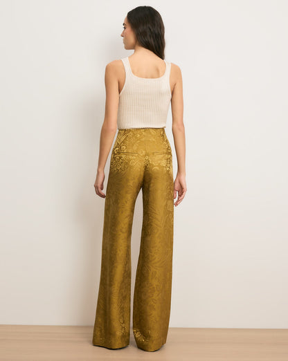 Veronica Beard | Ronin Wide-Leg Jacquard Pant in Gold Ochre Gold Ochre
