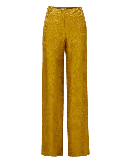 Veronica Beard | Ronin Wide-Leg Jacquard Pant in Gold Ochre Gold Ochre