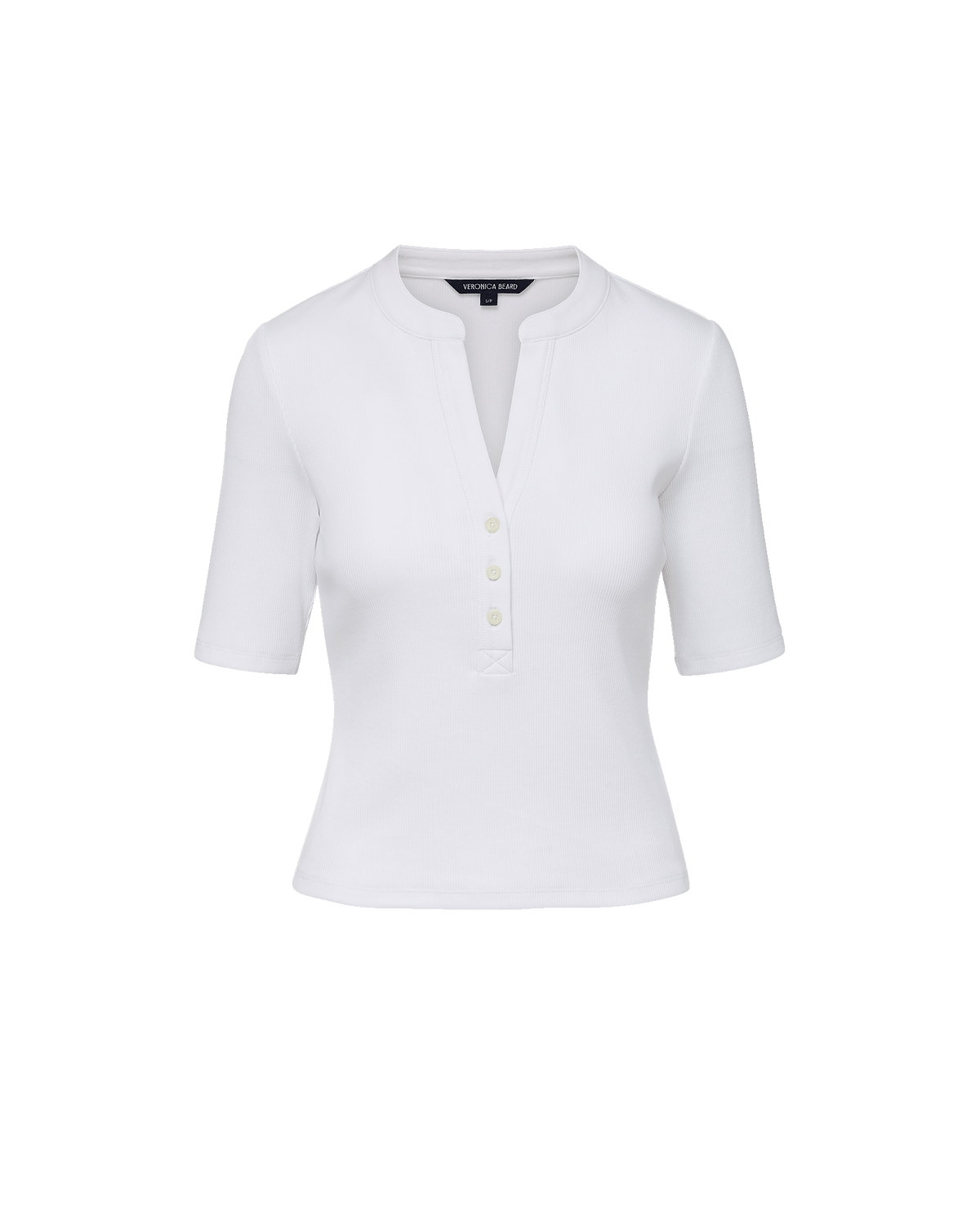 Veronica Beard | Reubian Ribbed Henley T-Shirt in White White