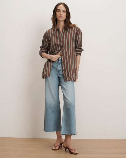 Veronica Beard | Lloyd Button-Down Shirt in Dark Mocha Dark Mocha