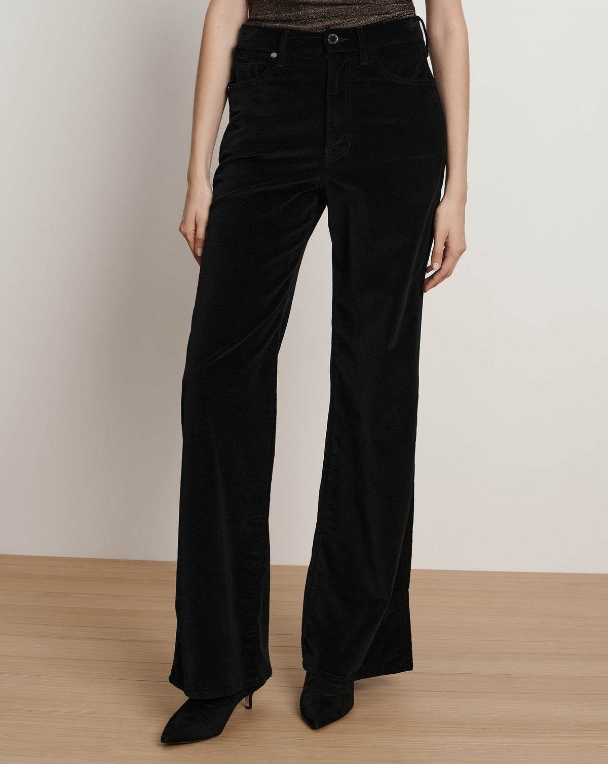 Veronica Beard | Taylor Velvet Wide-Leg Pant in Black Black