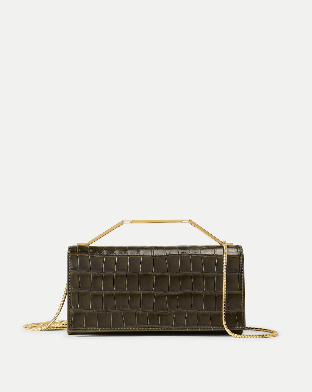 Veronica Beard | Barre Crocodile Clutch in Green Cypress Cypress