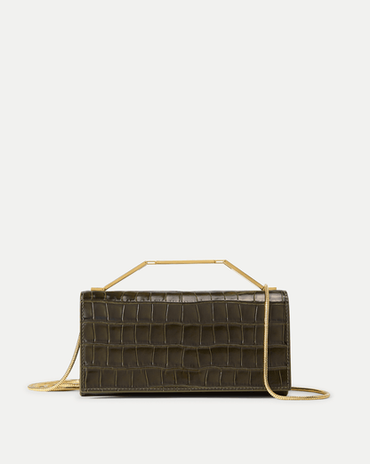 Veronica Beard | Barre Crocodile Clutch in Green Cypress Cypress