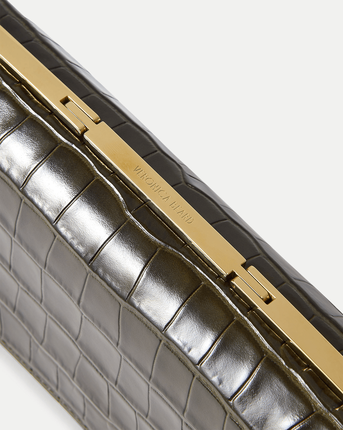 Veronica Beard | Barre Crocodile Clutch in Green Cypress Cypress