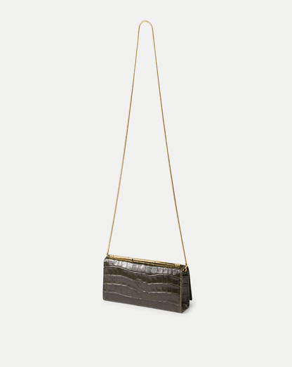 Veronica Beard | Barre Crocodile Clutch in Green Cypress Cypress