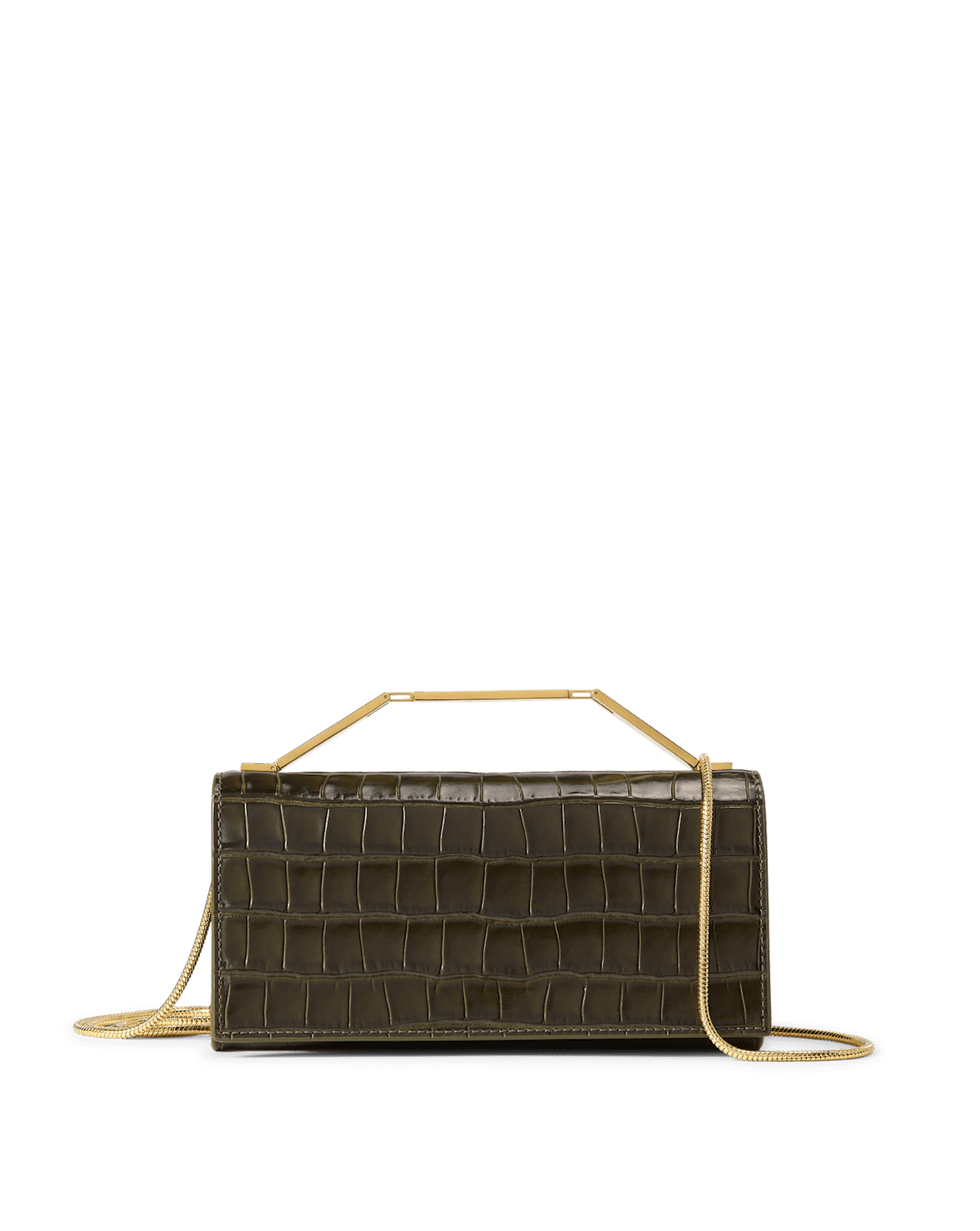 Veronica Beard | Barre Crocodile Clutch in Green Cypress Cypress