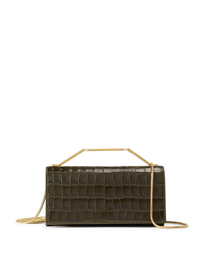 Veronica Beard | Barre Crocodile Clutch in Green Cypress Cypress