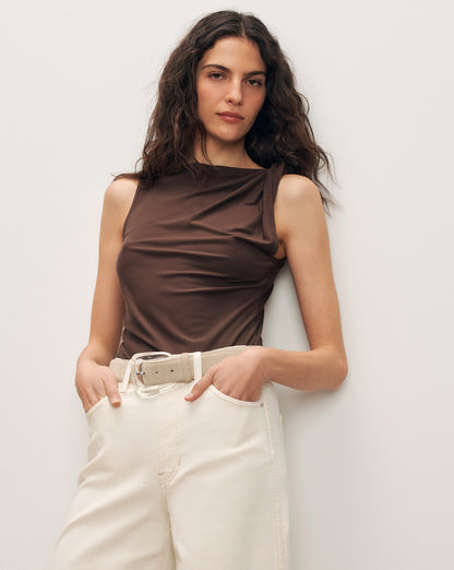 Veronica Beard | Otessa Boatneck Tank Top in Dark Mocha Dark Mocha