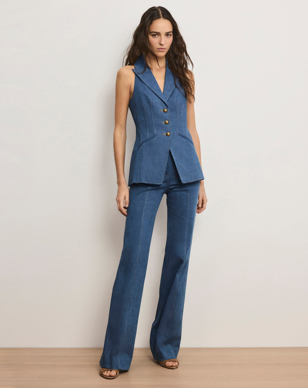 Veronica Beard | Costa Sleeveless Denim Vest in Blue Cosmo