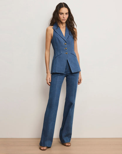 Veronica Beard | Costa Sleeveless Denim Vest in Blue Cosmo