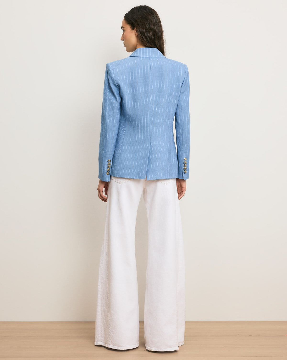 Veronica Beard | Miller Pinstripe Dickey Jacket in Blue Jay/Dove White Blue Jay/Dove White