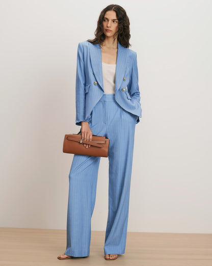 Veronica Beard | Miller Pinstripe Dickey Jacket in Blue Jay/Dove White Blue Jay/Dove White