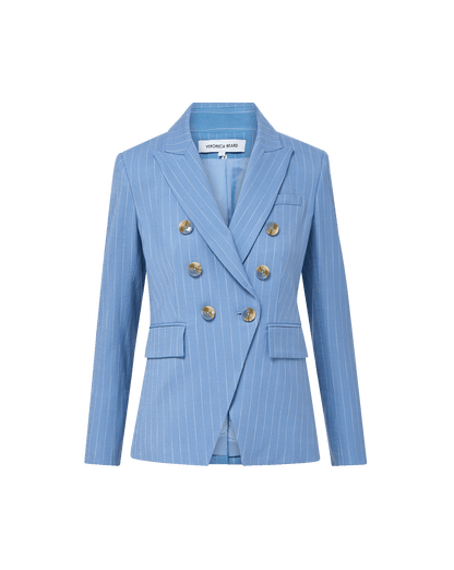 Veronica Beard | Miller Pinstripe Dickey Jacket in Blue Jay/Dove White Blue Jay/Dove White