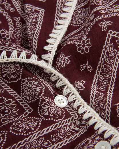 Veronica Beard | Ilene Button-Down Shirt in Burgundy Bandana Print Raisin/Dove Raisin/Dove
