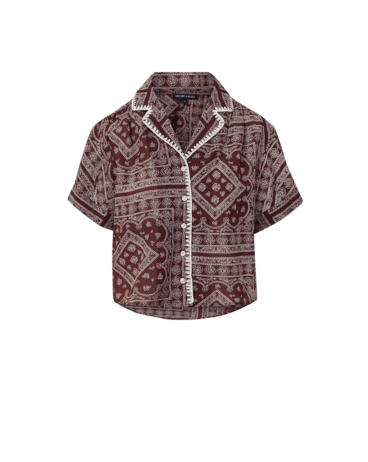 Veronica Beard | Ilene Button-Down Shirt in Burgundy Bandana Print Raisin/Dove Raisin/Dove