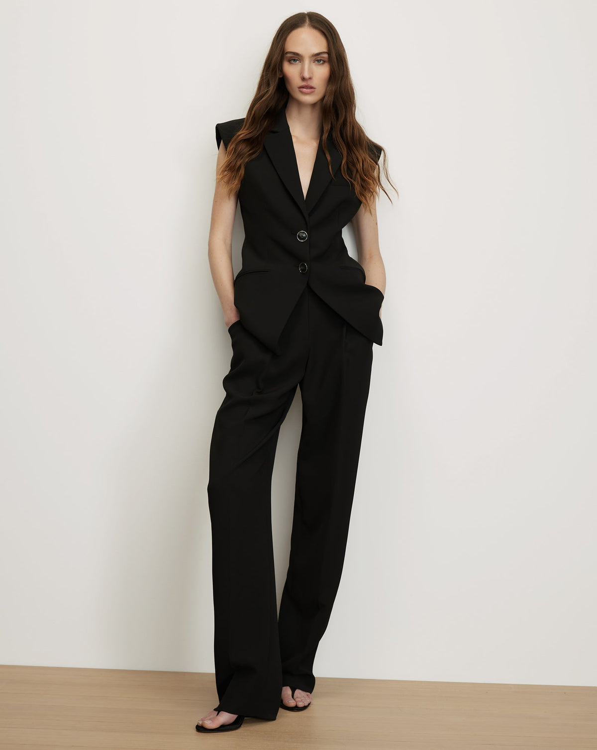 Veronica Beard | Sorenne Tailored Vest in Black Black