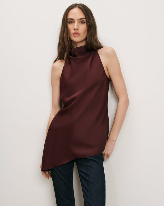 Veronica Beard | Radford Asymmetrical Top in Burgundy Raisin Raisin