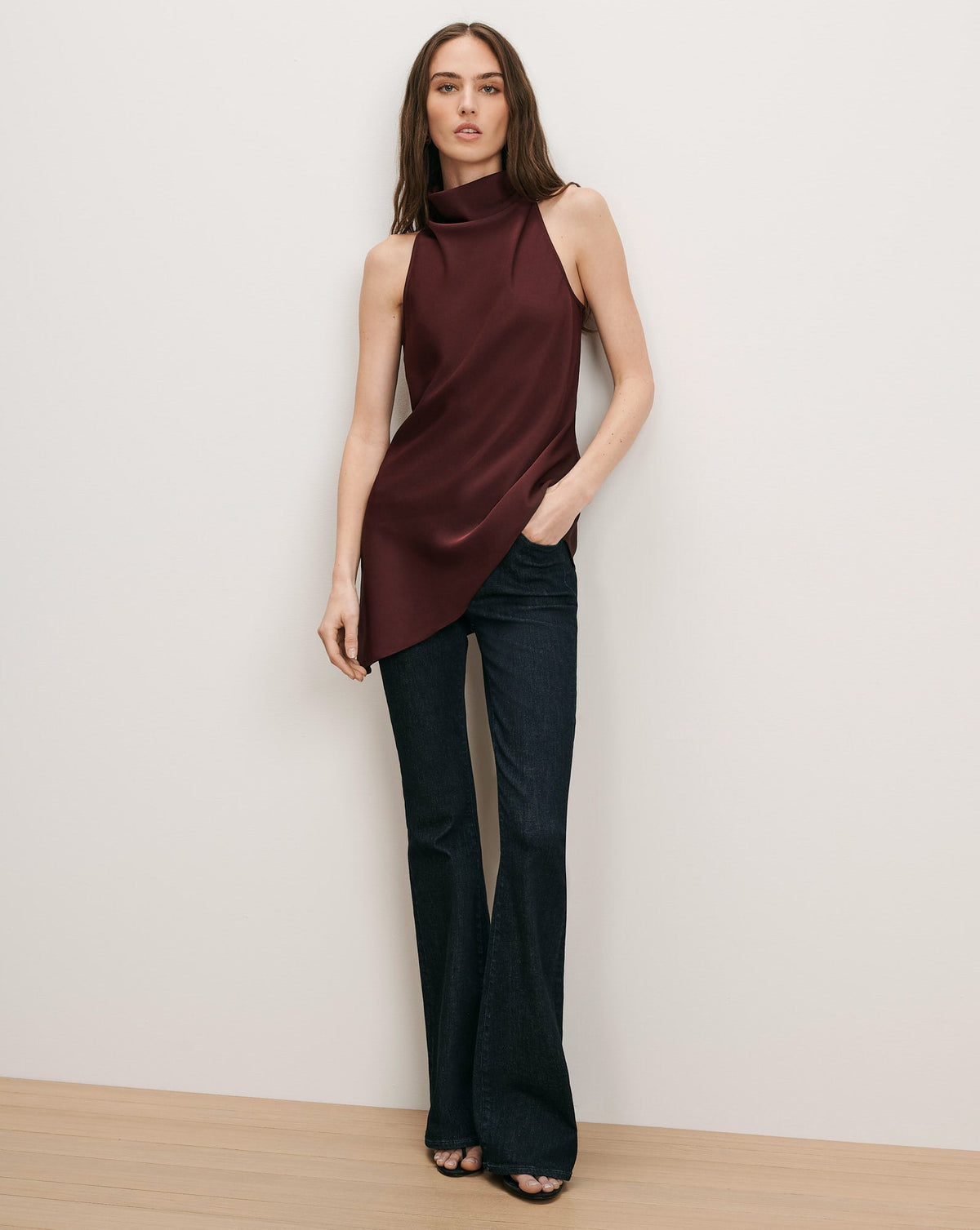 Veronica Beard | Radford Asymmetrical Top in Burgundy Raisin Raisin