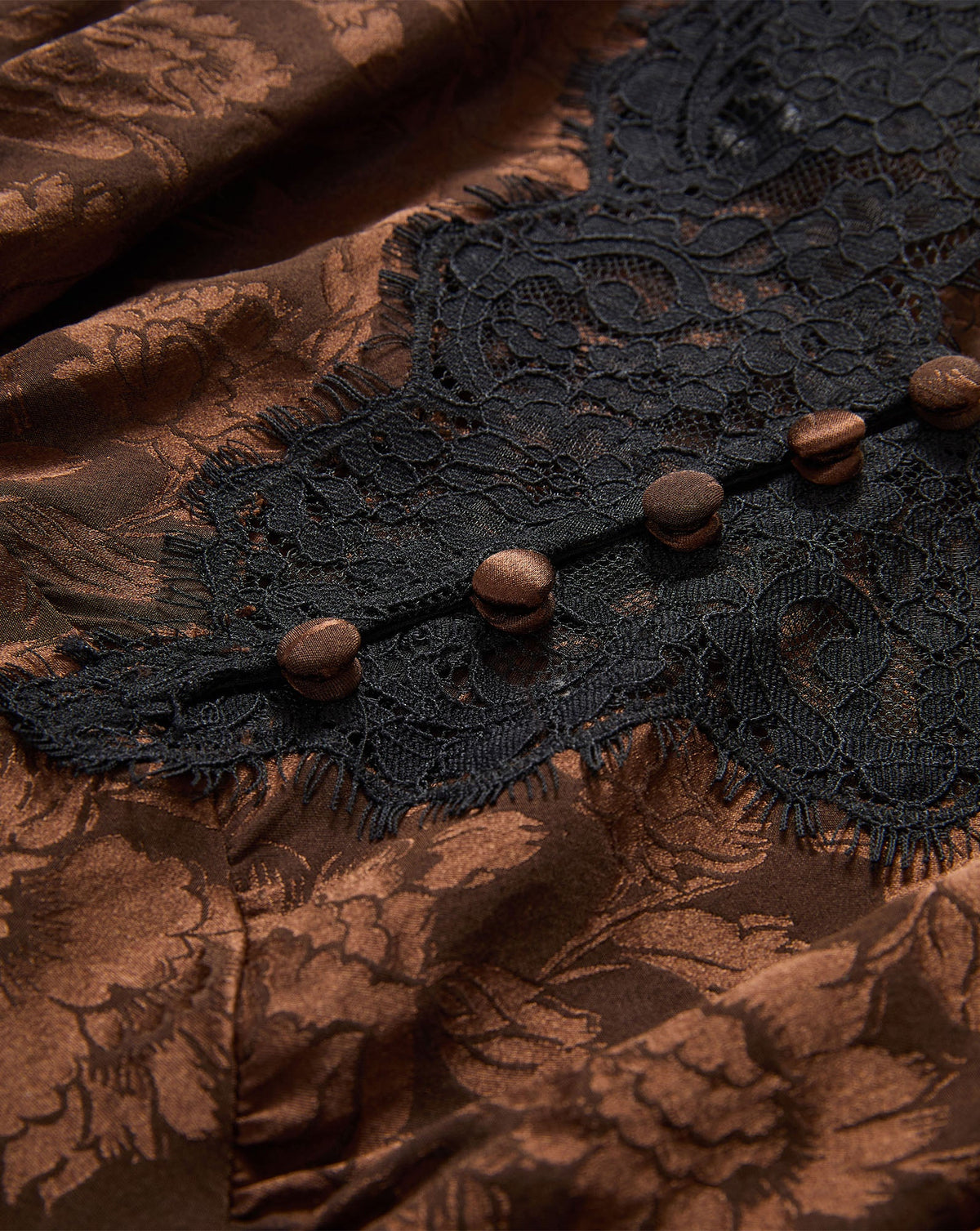 Veronica Beard | Pascaline Lace-Trimmed Top in Dark Brown Espresso