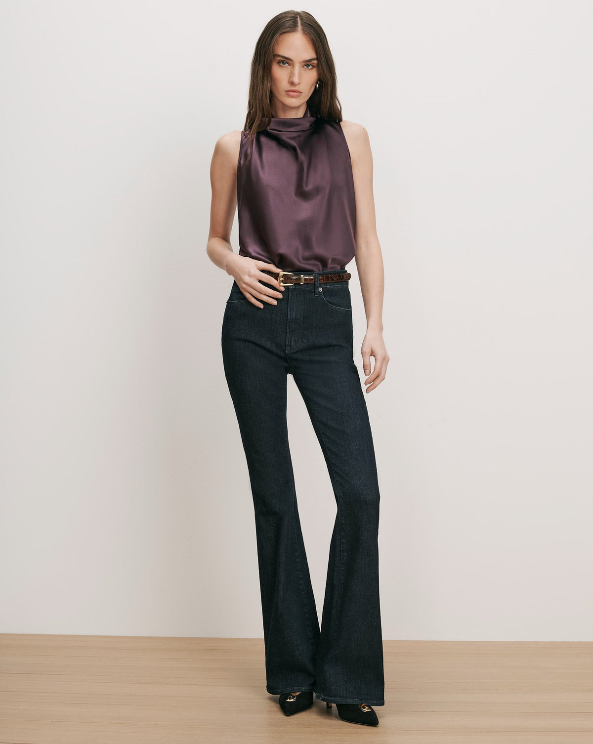 Veronica Beard | Tam Sleeveless Blouse in Dark Purple Dark Eggplant