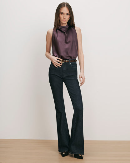 Veronica Beard | Tam Sleeveless Blouse in Dark Purple Dark Eggplant